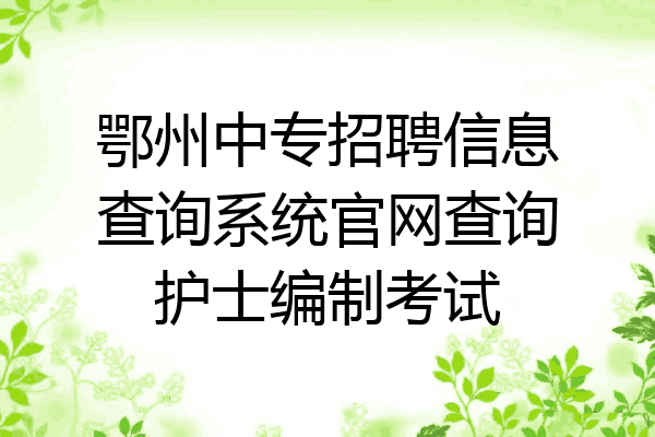 鄂州中专招聘信息查询系统官网查询护士编制考试