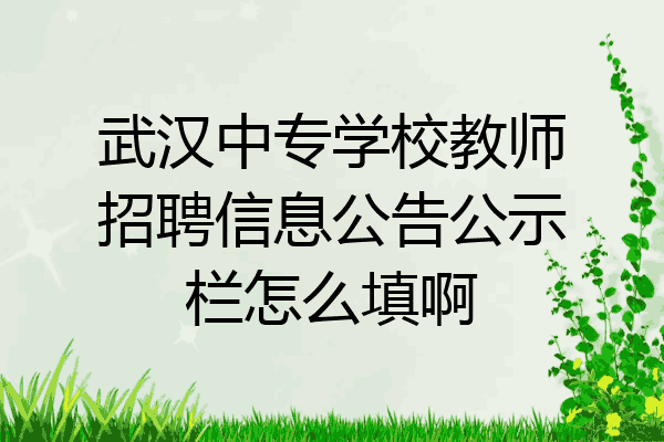 武汉中专学校教师招聘信息公告公示栏怎么填啊