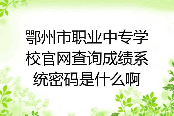 鄂州市职业中专学校官网查询成绩系统密码是什么啊