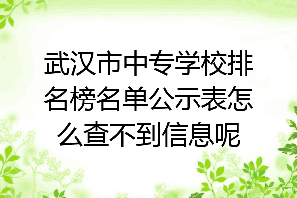 武汉市中专学校排名榜名单公示表怎么查不到信息呢