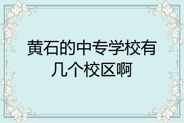黄石的中专学校有几个校区啊