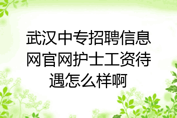 武汉中专招聘信息网官网护士工资待遇怎么样啊
