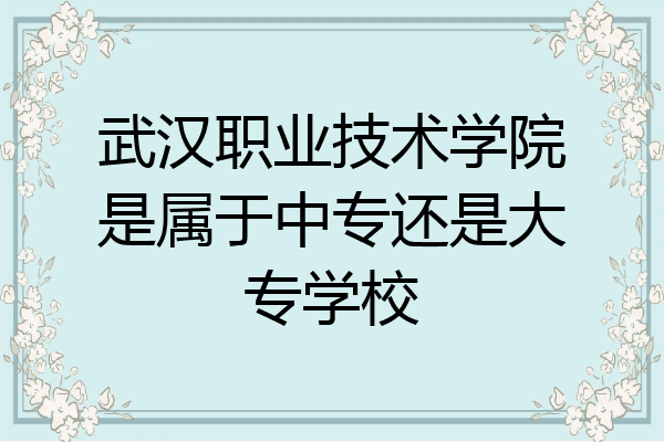武汉职业技术学院是属于中专还是大专学校