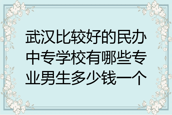 武汉比较好的民办中专学校有哪些专业男生多少钱一个