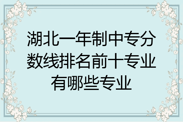 湖北一年制中专分数线排名前十专业有哪些专业