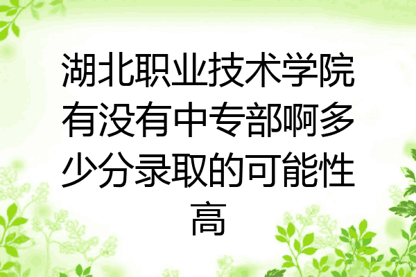 湖北职业技术学院有没有中专部啊多少分录取的可能性高