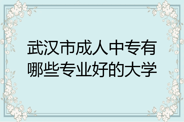 武汉市成人中专有哪些专业好的大学