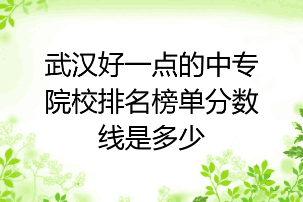 武汉好一点的中专院校排名榜单分数线是多少