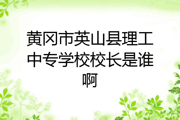 黄冈市英山县理工中专学校校长是谁啊
