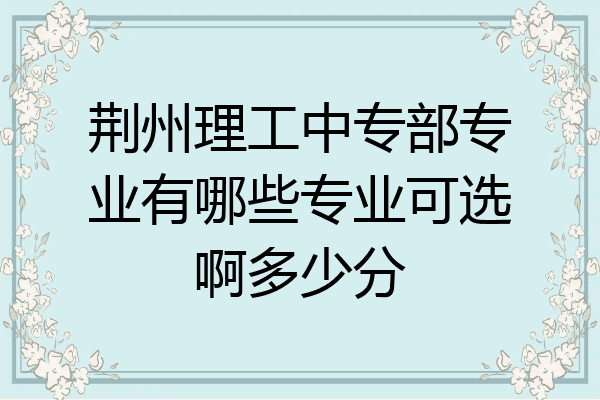 荆州理工中专部专业有哪些专业可选啊多少分