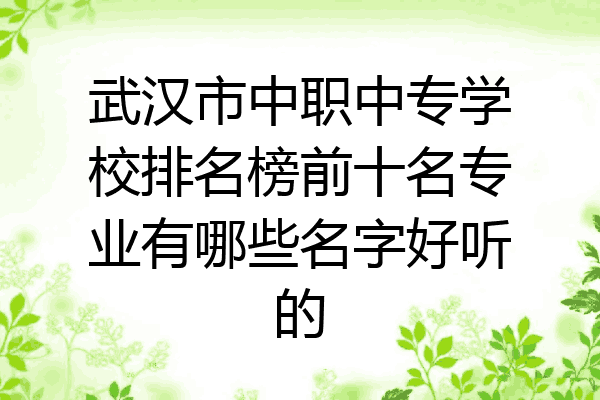 武汉市中职中专学校排名榜前十名专业有哪些名字好听的