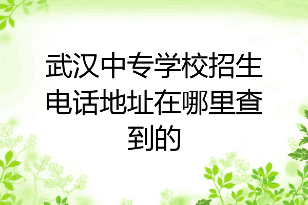 武汉中专学校招生电话地址在哪里查到的