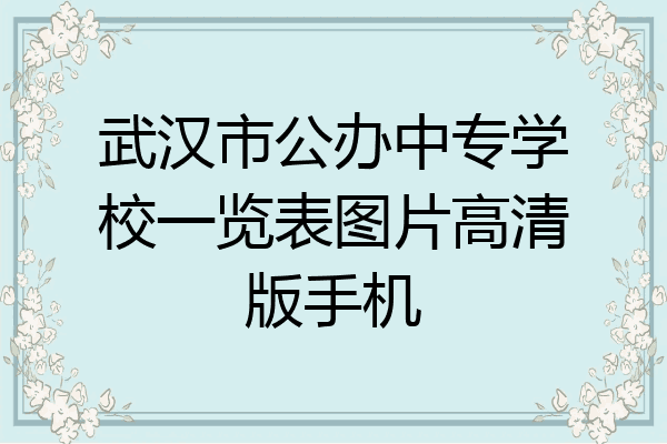 武汉市公办中专学校一览表图片高清版手机