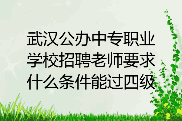 武汉公办中专职业学校招聘老师要求什么条件能过四级