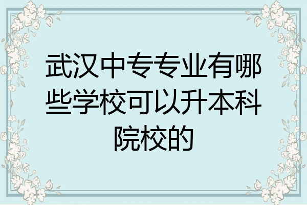 武汉中专专业有哪些学校可以升本科院校的
