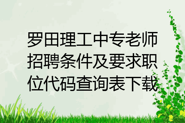 罗田理工中专老师招聘条件及要求职位代码查询表下载