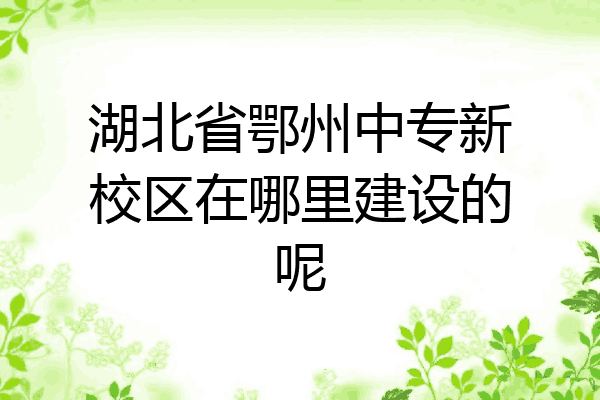 湖北省鄂州中专新校区在哪里建设的呢