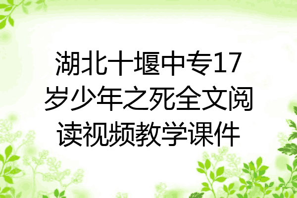 湖北十堰中专17岁少年之死全文阅读视频教学课件