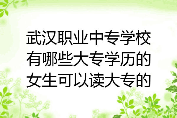武汉职业中专学校有哪些大专学历的女生可以读大专的