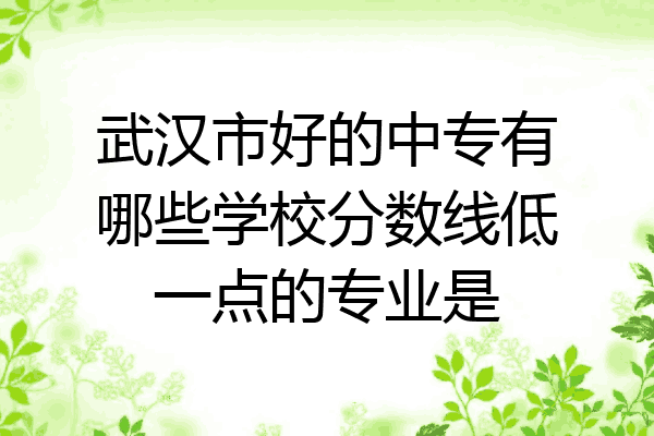 武汉市好的中专有哪些学校分数线低一点的专业是
