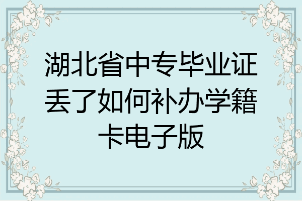 湖北省中专毕业证丢了如何补办学籍卡电子版
