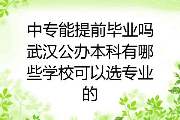 中专能提前毕业吗武汉公办本科有哪些学校可以选专业的