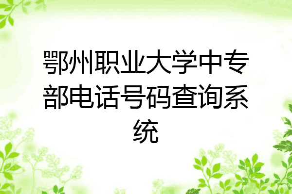 鄂州职业大学中专部电话号码查询系统