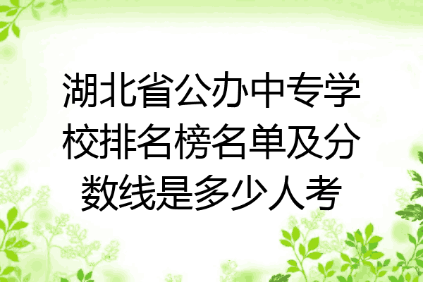 湖北省公办中专学校排名榜名单及分数线是多少人考
