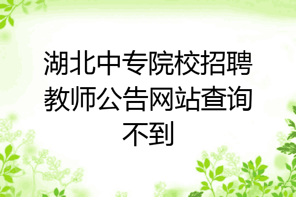 湖北中专院校招聘教师公告网站查询不到