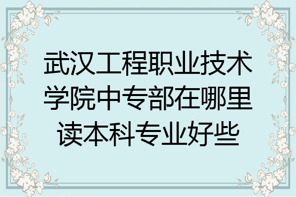 武汉工程职业技术学院中专部在哪里读本科专业好些