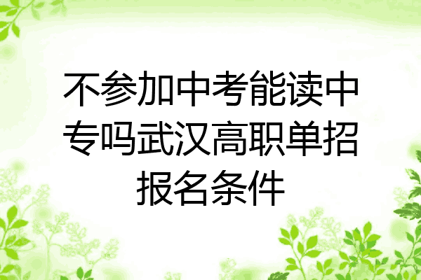 不参加中考能读中专吗武汉高职单招报名条件