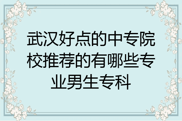 武汉好点的中专院校推荐的有哪些专业男生专科