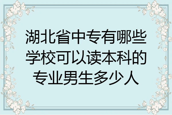 湖北省中专有哪些学校可以读本科的专业男生多少人