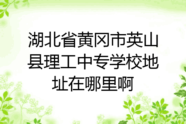 湖北省黄冈市英山县理工中专学校地址在哪里啊