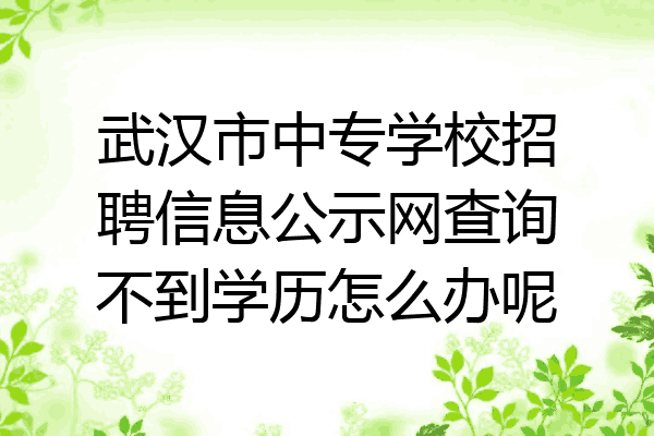 武汉市中专学校招聘信息公示网查询不到学历怎么办呢
