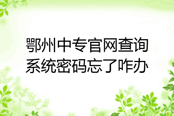 鄂州中专官网查询系统密码忘了咋办