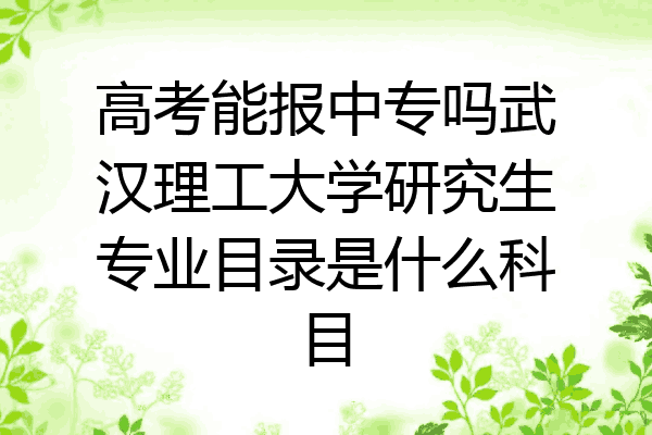 高考能报中专吗武汉理工大学研究生专业目录是什么科目