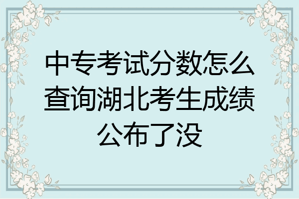 中专考试分数怎么查询湖北考生成绩公布了没