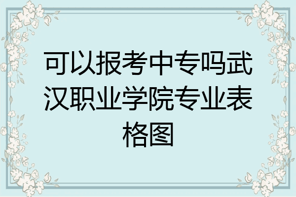 可以报考中专吗武汉职业学院专业表格图