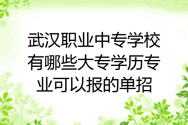 武汉职业中专学校有哪些大专学历专业可以报的单招