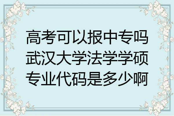 高考可以报中专吗武汉大学法学学硕专业代码是多少啊