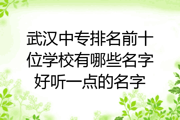 武汉中专排名前十位学校有哪些名字好听一点的名字