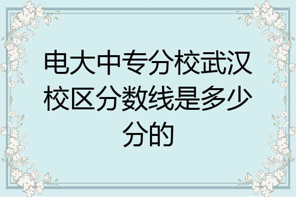 电大中专分校武汉校区分数线是多少分的