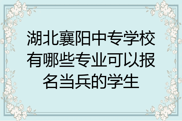 湖北襄阳中专学校有哪些专业可以报名当兵的学生