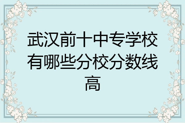 武汉前十中专学校有哪些分校分数线高