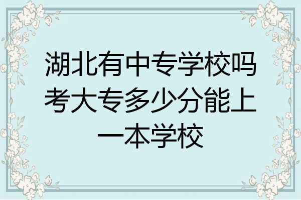 湖北有中专学校吗考大专多少分能上一本学校