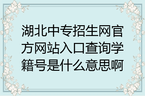 湖北中专招生网官方网站入口查询学籍号是什么意思啊