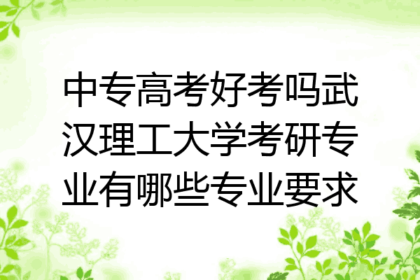 中专高考好考吗武汉理工大学考研专业有哪些专业要求
