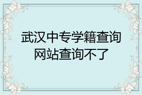 武汉中专学籍查询网站查询不了
