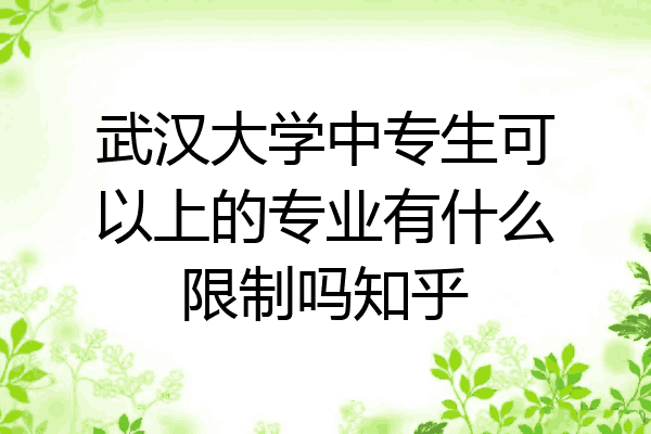 武汉大学中专生可以上的专业有什么限制吗知乎